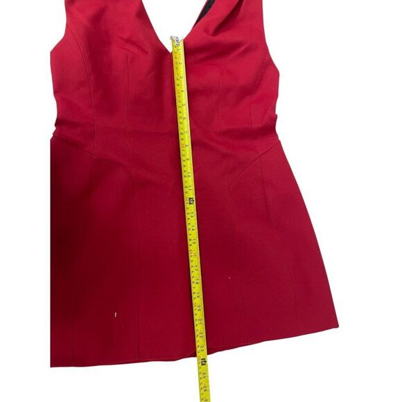 Zara Womens Mini Dress L Bright Red Voluminous Sleeveless V-Neck 2065/677 NWT - Picture 14 of 16